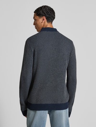 Blend Gebreide pullover met ribboorden Donkerblauw - 5