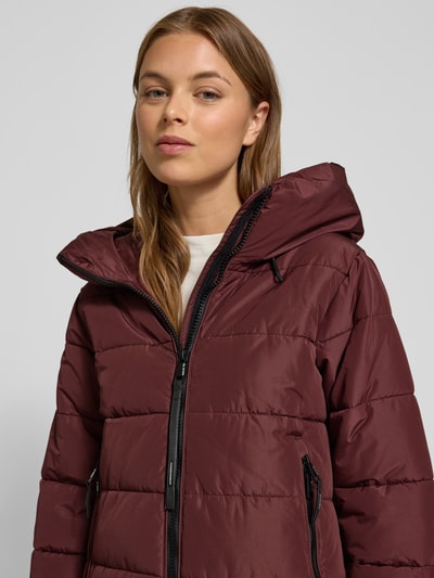 khujo Regular fit gewatteerde lange jas met gevoerde opstaande kraag, model Jilia' Bordeaux - 3