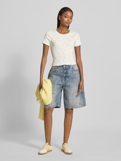 Only Regular fit T-shirt in riblook, model 'FENJA LIFE' Offwhite - 1