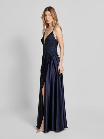 Luxuar Abendkleid mit Strasssteinbesatz Dunkelblau 1