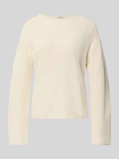 Produktfoto, Relaxed Fit Strickpullover aus Baumwoll-Mix von s.Oliver RED LABEL in Creme mit grober Strickstruktur auf grauem Hintergrund