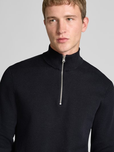 Only & Sons Regular Fit Strickpullover aus Baumwoll-Mix Modell 'PHIL' Dunkelblau 3