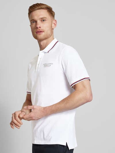 Jack & Jones Premium Poloshirt mit Label-Print Weiss 3