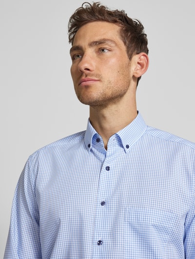Eterna Koszula biznesowa o kroju regular fit ze wzorem w kratę Niebieski 3