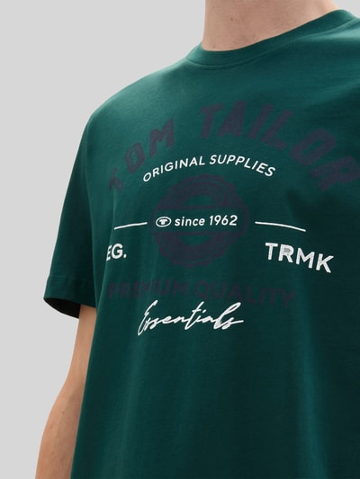 Tom Tailor męski t-shirt o kroju regular fit z czystej bawełny Ciemnozielony 3