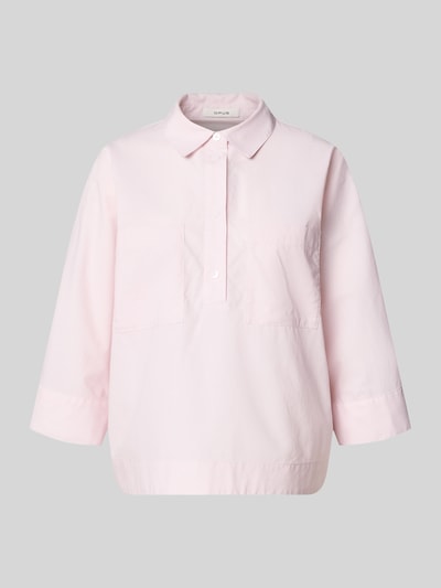 Productfoto, lichtroze Regular Fit Bluse Umlegekragen Modell 'Fadessa' van OPUS, puur katoen, 3/4-mouw, eenvoudige textuur