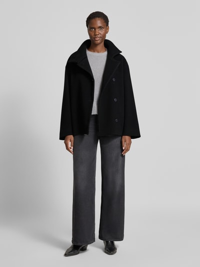 Armedangels Loose fit lange jas van wol, model 'MAJELAA WOOL' Zwart - 1
