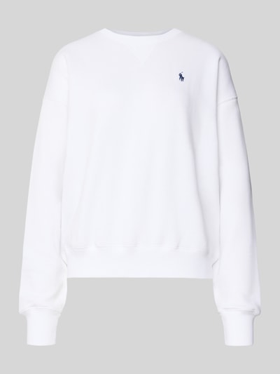 Productfoto, Oversized Sweatshirt aus Baumwoll-Mix van Polo Ralph Lauren, unikleurig wit, crew neck, lange mouw, geribde boorden, dames