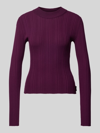 HUGO Strickpullover in Ripp-Optik Modell 'Sarphammy' Aubergine 2