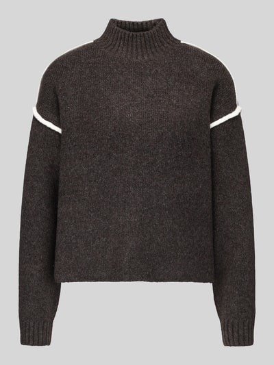 VERO MODA Pullover mit Kontrastpaspel am Ärmel Schoko Melange 2