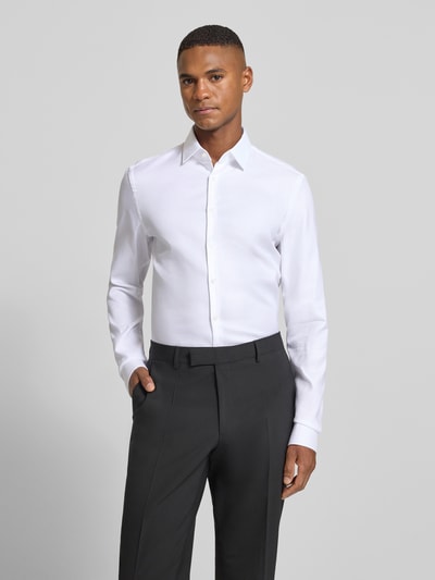 Jake*s Slim Fit Businesshemd mit extra langem Arm Weiss 4