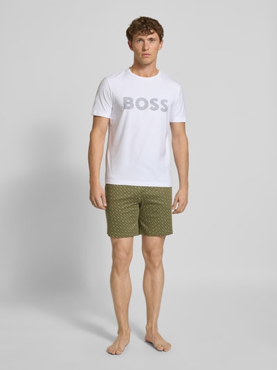 BOSS Szorty z dzianiny dresowej o kroju relaxed fit z czystej bawełny Khaki 1