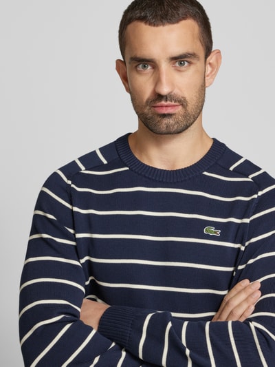 Lacoste Sweter z dzianiny z naszywką z logo Ciemnoniebieski 3