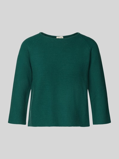 Produktfoto, Boxy Fit Pullover aus reiner Baumwolle Modell 'ADDOTTO' von Weekend Max Mara in dunkelgrün mit fein strukturierter Oberfläche für Damen