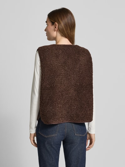 ICHI Regular Fit Weste aus Teddyfell Modell 'Gozima' Dunkelbraun 5