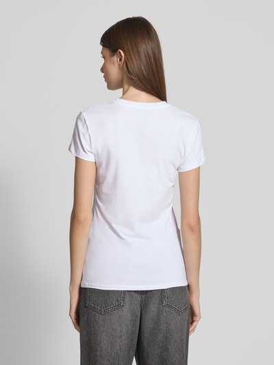 ARMANI EXCHANGE T-shirt z wyhaftowanym logo i dekoltem w serek Biały 5