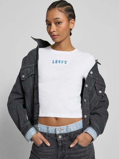 Levi's® Cropped T-Shirt mit Label-Stitching Weiss 3