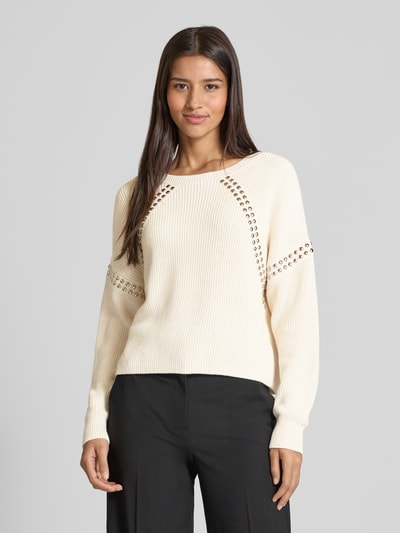 Oui Strickpullover mit Nieten Offwhite 4