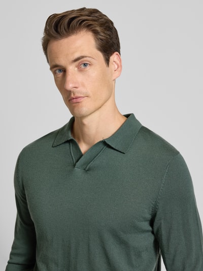 SELECTED HOMME Regular fit poloshirt van zuivere wol, model 'TRAY' Donkergroen - 3