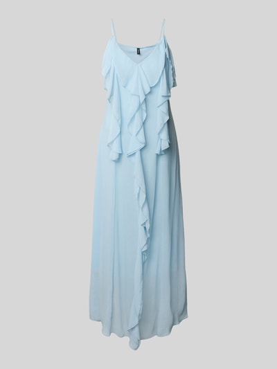 Vero Moda Długa sukienka z falbanami model ‘CAMILLE’ Jasnoniebieski 2