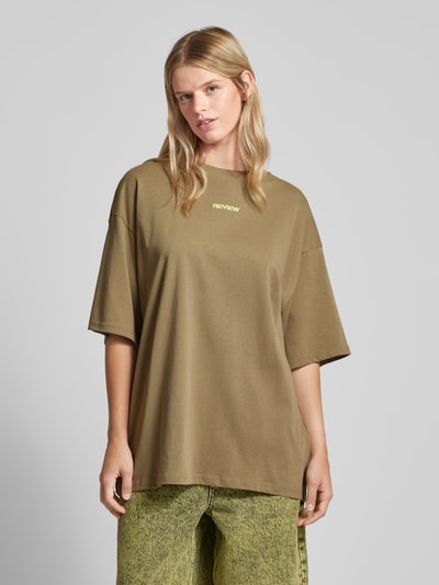 Review Essentials oversized T-shirt met logo Olijfgroen - 4