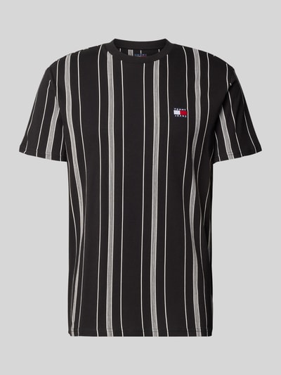 Produktfoto, Regular Fit T-Shirt aus reiner Baumwolle von Tommy Jeans mit Optik:Allover-Muster, Label-Stitching-Applikation, Rundhals, Kurzarm