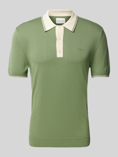 Gant Slim fit poloshirt met labelstitching Rietgroen - 2