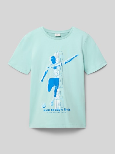Produktfoto, Regular Fit T-Shirt aus reiner Baumwolle von s.Oliver RED LABEL, Kinder T-Shirt in Optik: Unifarben mit Motiv-Print, Rundhals, Ärmelform: Kurzarm, Material: Reine Baumwolle.