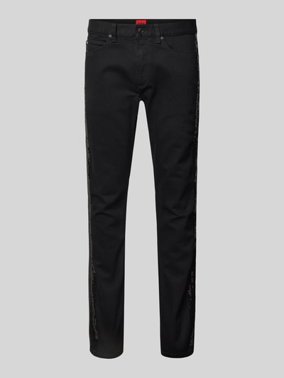 HUGO Slim fit jeans met pailletten, model 'HUGO 708' Zwart - 2