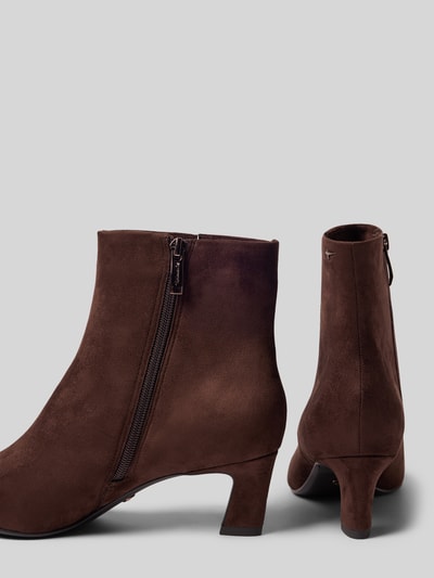 Tamaris Stiefelette mit Blockabsatz aus Veloursleder Dunkelbraun 2