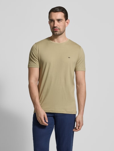 Fynch-Hatton t-shirt z okrągłym dekoltem i wyhaftowanym logo Jasnozielony 4