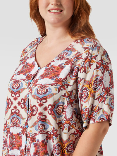 ONLY CARMAKOMA PLUS SIZE Bluse mit grafischem Muster Mittelbraun 3