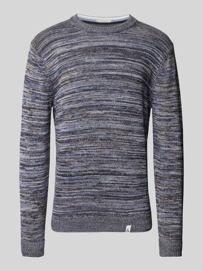 Colours & Sons Sweter z dzianiny z detalami z logo Niebieski 2