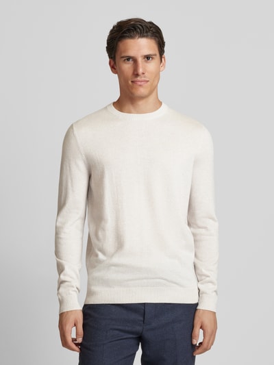 Christian Berg Men Gebreide pullover met ronde hals Ecru gemêleerd - 4