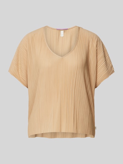 QS T-Shirt mit Plisseefalten Beige 2