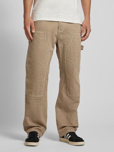 REVIEW Baggy carpenter jeans met contrastnaden Beige - 4