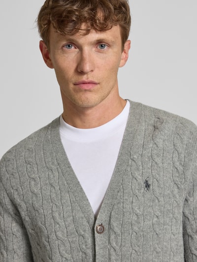 Polo Ralph Lauren Strickjacke mit V-Ausschnitt und Eingrifftaschen Mittelgrau 3