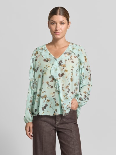 Marc Cain Blouse in all-over look met volants Mintgroen - 4