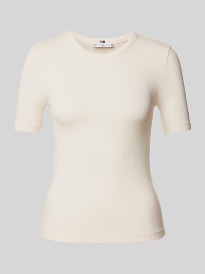 Tommy Hilfiger T-Shirt in Ripp-Optik Ecru 2