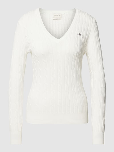 Gant Gebreide pullover met labeldetail Ecru - 2