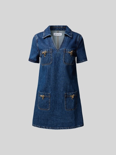 Self-Portrait Jeanskleid mit Umlegekragen Marine 2