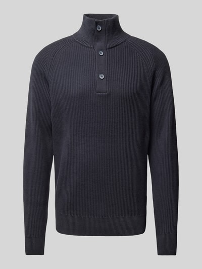 Casual Friday Gebreide pullover met opstaande kraag, model 'Kristian' Marineblauw - 2