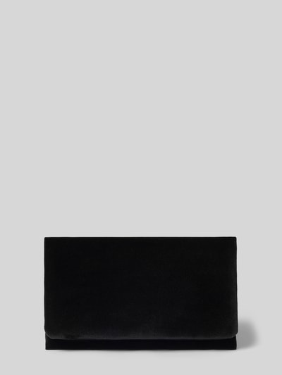 Productfoto, clutch uit echt leer in zwart met glad oppervlak, met magneetsluiting, Hoofdvak en ritsvak binnenin, Clutch uit leer met ritsvak binnen van Abro, labeldetail binnenin, Breedte maat 1: 23 cm, Lengte maat 1: 14 cm, Diepte maat 1: 4 cm