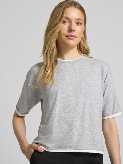 OPUS Strickshirt mit Viskose-Anteil und Rundhalsausschnitt Hellgrau 3