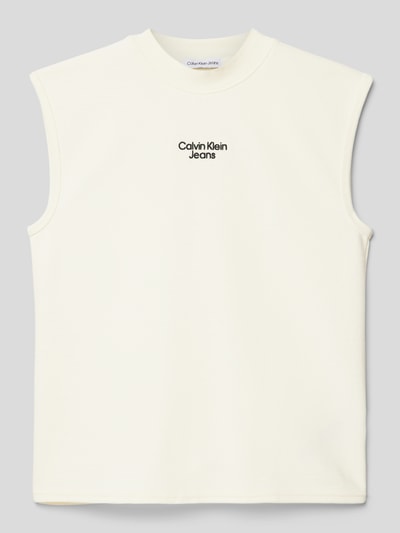 Calvin Klein Jeans Top met labeldetail, model 'OTTOMAN' Zand - 1