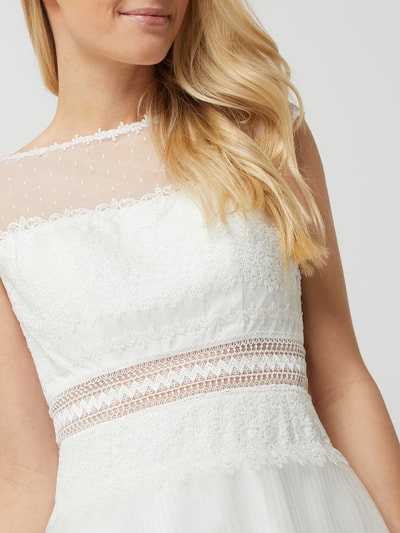 Luxuar Bruidsjurk van tule met plissévouwen  Offwhite - 3