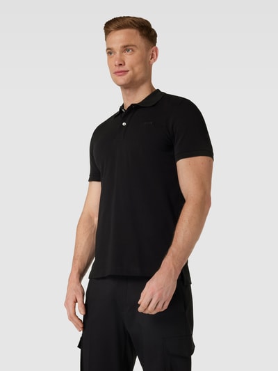 Geox Poloshirt met zijsplitten, model 'Piquee uni' Zwart - 4