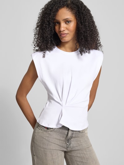 Iro Regular Fit T-Shirt mit Zierfalten Weiss 3