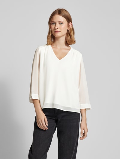 s.Oliver BLACK LABEL Regular fit blouse met lange mouwen en plooien Offwhite - 4