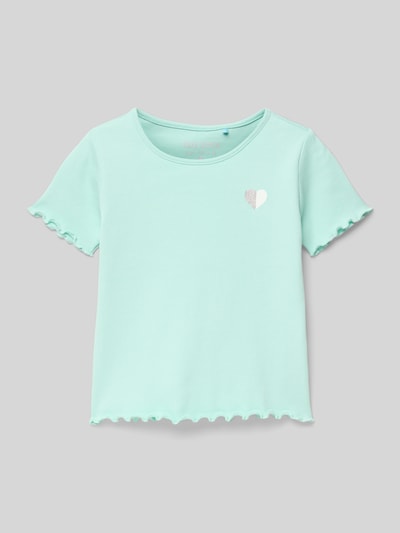 Blue Seven T-Shirt in Ripp-Optik mit Rundhalsausschnitt Helltuerkis 1
